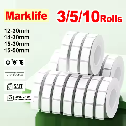 Marklife P15 P12 M1 White Thermal Lable Paper Rolls 3/5/10 Pack 12*30mm 14*30mm 15*30mm 15*50mm Adhe