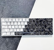 Shine Through Keycap,White and Black Topographic PBT keycap,Side Printed,Custom keycaps 75 Percent，132 Key Cherry Profile,Double Shot keycap for Gateron MX Switches Machine Keyboard(only keycaps)