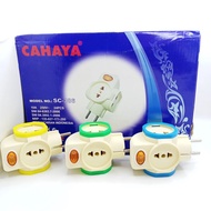 CAHAYA 4-Way Socket + Switch 4-Way Grounded T-Plug + Light Switch 386