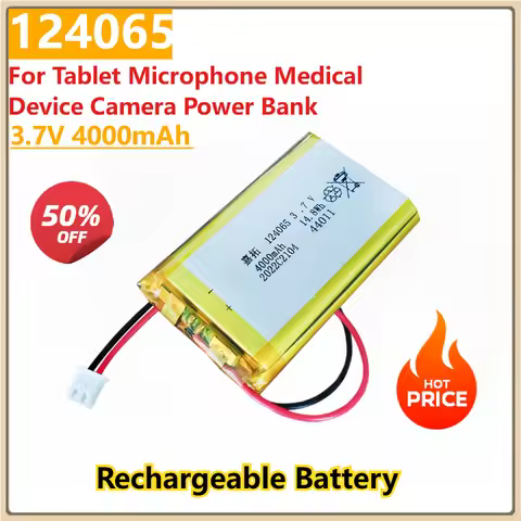 New 124065 Rechargeable Battery 3.7V 4000mAh for Tablet Microphone Medical Device Camera Power Bank