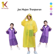 Satu Keluarga Jas Hujan Terusan C412 C413 Mantel Hujan Anak Dan Dewasa Semi Transparan Polos  Bahan