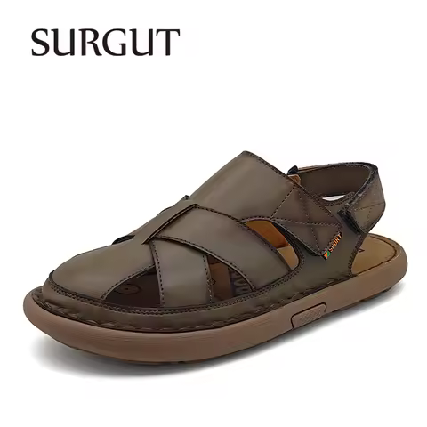 SURGUT Summer Men's Sandals Comfort Upper Breathable Cool Skin-Friendly Thick Sole Design Beach Vaca