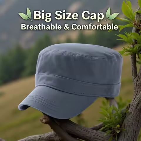 Fitted Flat Cap Male Military Caps Dad Cotton Sun Hat Big Head Man Plus Size Baseball Hats 57cm 58cm