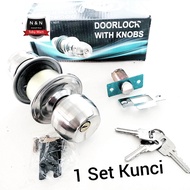 Gagang Kamar Mandi Bulat 1set Kunci | Kunci Pintu Kamar Mandi set kunci | Handle Knob Cylindrical Lo