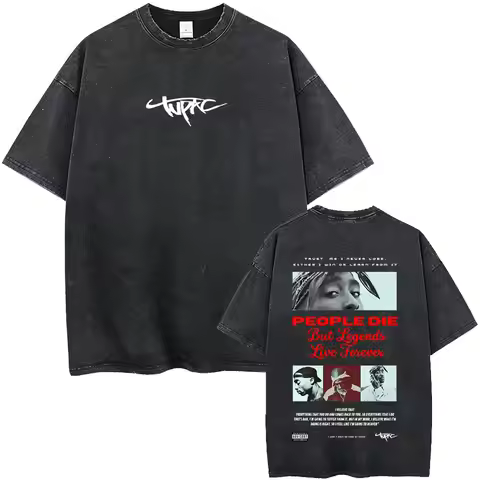 Rapper Tupac 2pac Vintage Washed T-shirt Men Women Clothing Hip Hop Fashion Retro T Shirt Male Casua