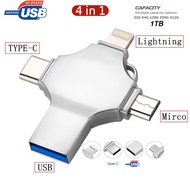high speed 4-in-1 flash drive USB 3.0 Memory Stick OTG Pendrive Fast Speed 32G-512GB 1tb Type-C For Tablet/Smartphone/PC