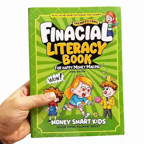 Kids Financial Literacy Book, Children's Comic Style Money Learning Book, All-in-One Money Dictionar