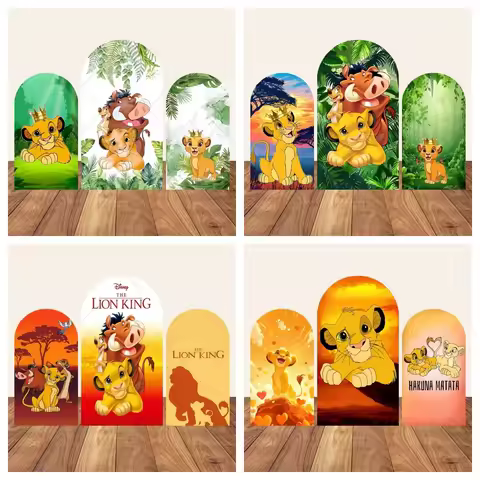 Simba The Lion King Arch Backdrop Cover Elastic Fabric for Baby's First Birthday Party Photo Studio 