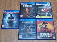 PS4 二手遊戲片（碧血狂殺2、秘境探險4、控制、地平線、底特律變人、失落的遺產）原廠光碟