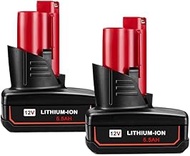 12V 3/6.5/9.5Ah Compatible with Milwaukee M12 XC 48-11-2410 48-11-2420 48-11-2411 Cordless Tool 2 Pa