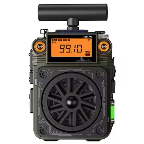 HRD-777 FM MW SW VHF WB Full-Band Bluetooth Radio Receiver Fingertip Gyroscope Mini Radio Multi-Func