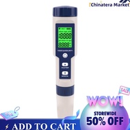 【Chinatera】5 ใน 1 Digital TDS/EC/PH/ความเค็ม/อุณหภูมิเครื่องวัดค่า pH tds ec ความเค็มอุณหภูมิเครื่อง