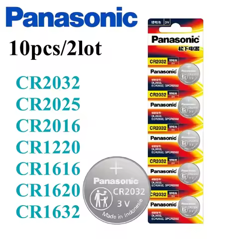 10Pcs Original Panasonic CR2032 CR2025 CR2016 CR1632 CR1616 CR1620 CR1220 Lithium Battery CR2032 Bat