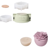 BOOWAN NICOLE Rose Flower Candle Vessels with Lid Silicone Molds & 3.5oz Can-dle Refill Silicone Mol