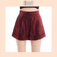[MILIN] High waist metallic wide leg shorts กางเกงขาสั้น ทรงบาน เอวสูง ผ้าเมทาลิค Tender Shorts สีเท