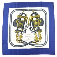 【5積分】成色極佳◇愛馬仕 Carre 90 BRIDES de GALA 禮服圍巾，100% 真絲，藍白相間，法國製造，女士款