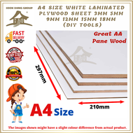 A4 Size White Laminated Plywood Sheet 3mm 5mm 9mm 12mm 15mm 18mm (Diy tools)