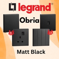 (NEW) OBRIA Matt Black 13A Switch Socket 1 2 3 4 Gang 1Way 2Way Suis