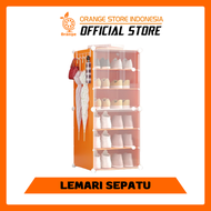 ORANGE Rak Sepatu Portable  Anti Debu 6 Susun Serbaguna - Kotak Sepatu Portable Lemari plastik