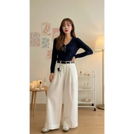 [Express Delivery-Bangkok] FA2SHOP Model CV81 Long Pants Fashionable Comfortable To Wear (With Belt 