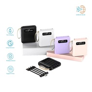 20000mAh Power Bank Portable Fast Charging cute mini Powerbank Battery Comes with detachable 4 in1cable