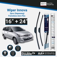 SKY Pair of Frameless Wipers for Innova Cars 16 + 24 Inch - Frameless Aero Flex
