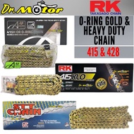 RK SSS AJI RACING STT 415 428 415H 428H 122L 132L Rantai Emas Gold Chain Oring Heavy Duty Ero O Ring Motor Moto Sprocket