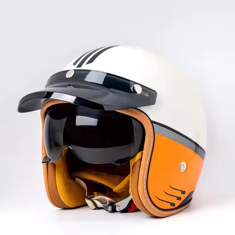 Three-Quarters Retro Motorcycle Helmet Cruise Pedal Motorcycle Helmet 3/4 Helmet for Men and Women F
