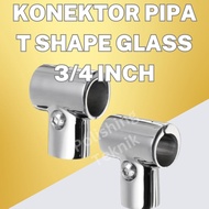 19 Mm Pipe Connector 3/4 Inch T Shape Glass Holder Pipe Tube Connector