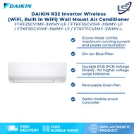 DAIKIN FTKF-C Series 1HP/1.5HP/2HP/2.5HP R32 Inverter Wireless (WiFi, Built in WiFi) Wall Mount Air Conditioner FTKF25C / FTKF35C / FTKF50C / FTKF71C | Econo Mode | Smart Control | Gin-Ion Blue Filter | Air Conditioner with 1 Year Warranty
