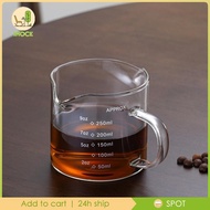 [Ihoce] Espresso Measuring Glass Jug Cup Clear Glass Pitcher Double Spouts Anti Scald Handle Espresso Glass for Measure 250ml