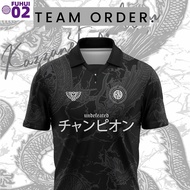 Futsalicious Jersey Collar Japanese Fabric Plain Printed Custom Jersey Teamwear Desgin Retro Collar Jersey Dragon Football Fustal Jersey Hitam Baju Raya Lelaki