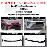 PERODUA BEZZA 2020+ M3 MG3 MODEL FRONT V LIP WITH PAINT PIANO BLACK -MATERIAL PU GETAH BODYKIT