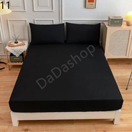 ชุดผ้าปูที่นอน Daa1-11 สีดำ แบบรัดรอบเตียง ขนาด 3.5 ฟุต 5 ฟุต 6 ฟุต พร้อมปลอกหมอน 4 in1 เตียงสูง10นิ้ว ไม่มีรอยต่อ ไม่ลอกง่าย