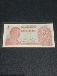 Dijual uang kertas kuno 1 rupiah sudirman tahun 1968 Murah