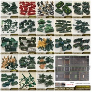 ทหารเล่นด้วยมือ Model Soldier Military Plastic Toy Tank Warship Fighter Plane Cannon Military Model 