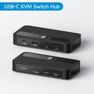 Hagibis USB C KVM Switch 1 Monitor 2 คอมพิวเตอร์ 4K HDMI KVM Switches USB Hub PD สําหรับแชร์ One Mon