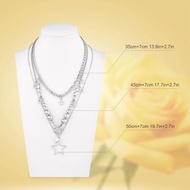 Mikovivi Silver Star Chain Necklace Y2K Stacked Thick Star Pendant Grunge Necklace Suitable for Punk