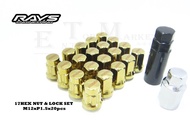 Rays Nut Racing Wheel Nut Short Steel Heavy Duty Tyre Nut Rim Nut M12xP1.5 20pcs (GOLD)