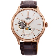 Classic Orient Sun Moon Mechanical RA-AS0102S10B RA-AS0102S Leather Strap Open Heart Dial Fashion Watch