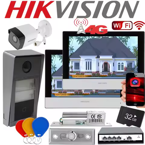Mutil language Hikvision Digital Technology DS-KV8213-WME1 video intercom with 2pcs monitor -DS-KH63