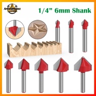 MATA Wood Profile Bit Router Bit Groove V 3D 90° Bit Shank 1/4