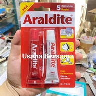 MERAH Red Araldite 5-minute Rapid Iron Epoxy Glue