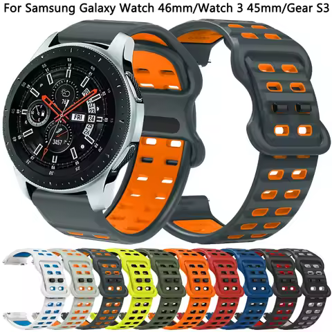 22mm Silicone Band For Samsung Galaxy Watch 46mm SM-R800 Watch 3 45mm SM-R840 Gear S3 SM-R760 SM-R77