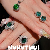 Jewelry Maldives Blue Green Flowers Gemstone Ring Party Garden Malachite Green Iris Flower Earrings 