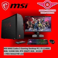 MSI MAG Codex 5 Gaming Desktop PC ( I5-11400F, 8GB, 512GB SSD, RTX 3060Ti , W10H )FREE 27INCH MONITO