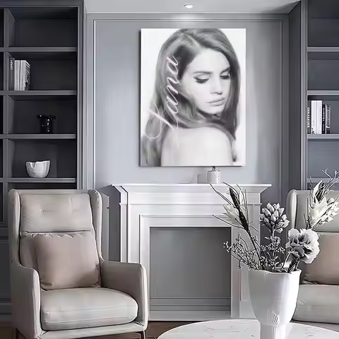 1pc Black and Pink Lana Del Rey Decoration Poster Fancy Wall Canvas for Living Room Bar Decoration W