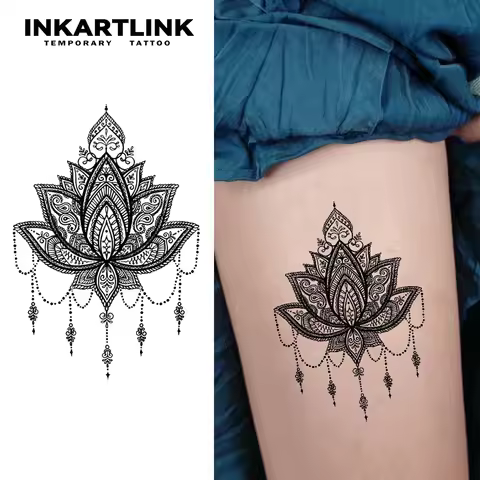 Mandala Temporary Semi-Permanent Tattoo Sticker: 1-2 Weeks of Waterproof, Friction-Proof Style