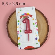 LILIN MERAH Metallic red number 1 candle