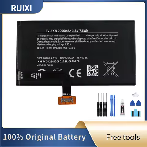 100% RUIXI Original Battery 2000mAh BV-5XW For Nokia Lumia 1020 EOS BV5XW Mobile Phone Batteries+Fre